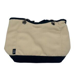 Thirty-One Gifts Canvas Crew Mini Thermal Tote In Cream & Navy Blue